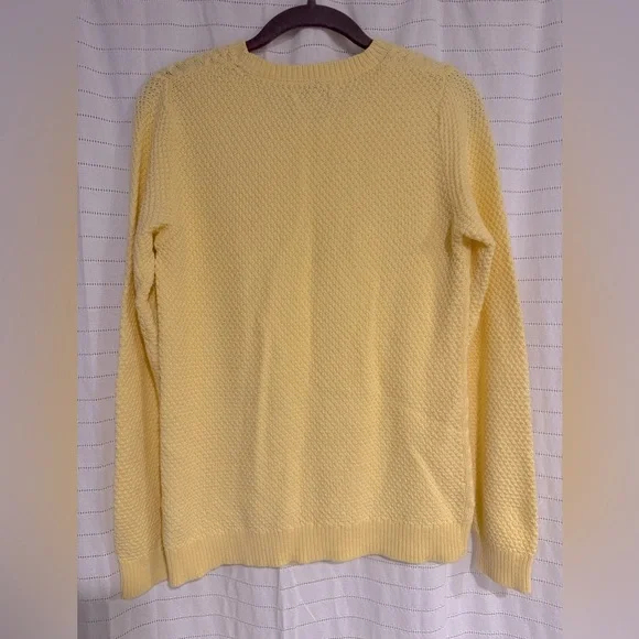 Banana Yellow Crew Neck Cable Knit Sweater 100% Cotton Size Small - Picture 4 of 4
